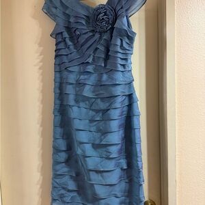 London Times One Shoulder Blue Dress